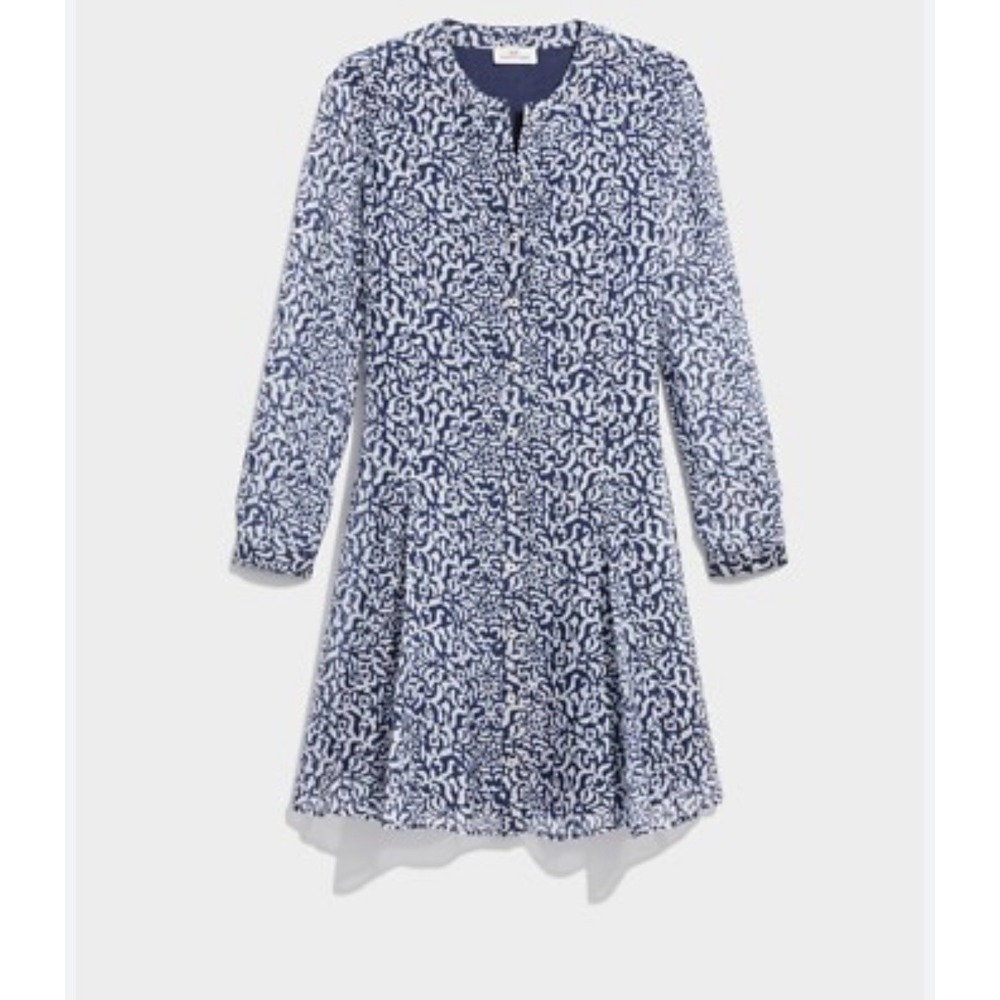 Vineyard Vines Navy and White Geometric Shirt Dress Size 2